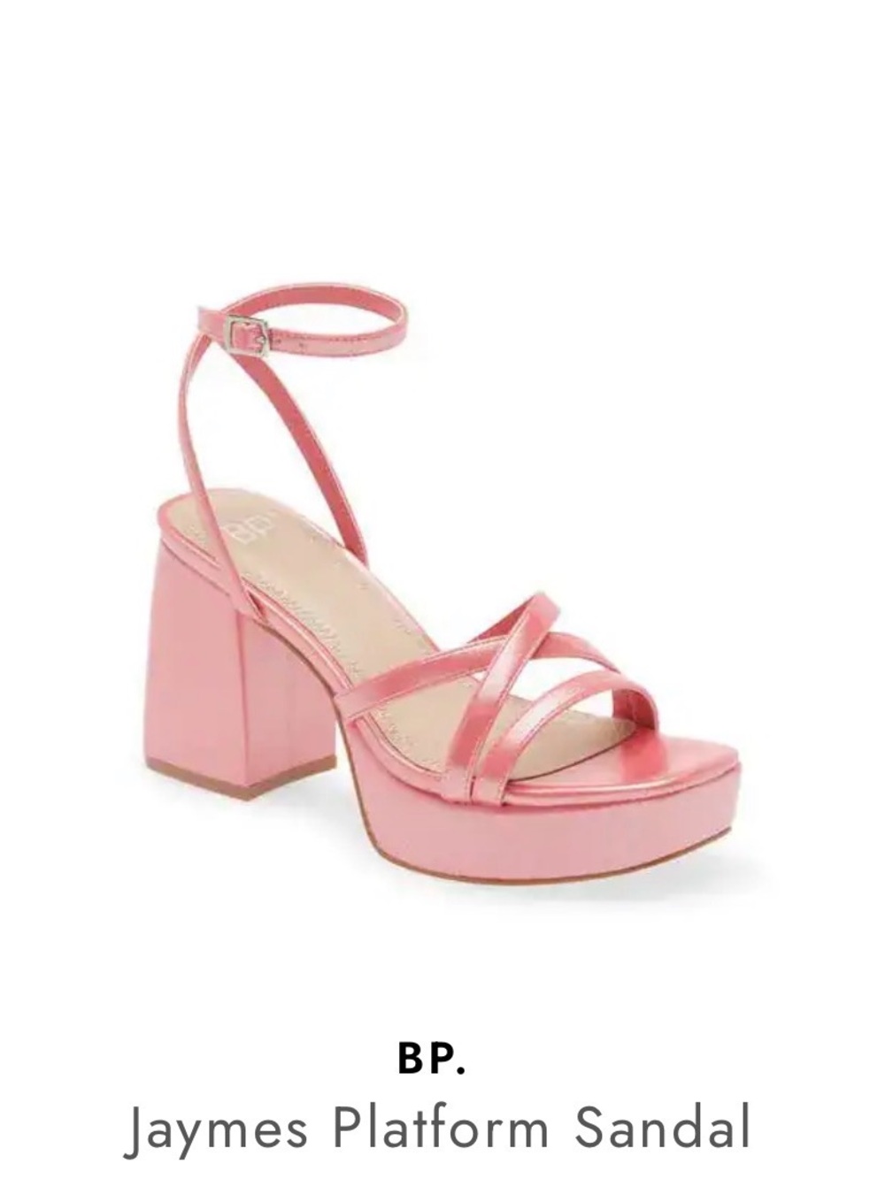 bp Pink Block Heel Platform Sandal